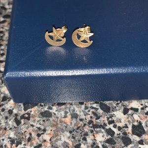 Gold moon and star post earrings